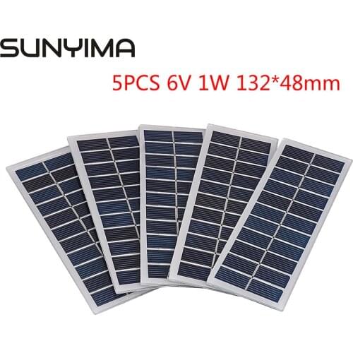 SUNYIMA 5PCS 6V 1W High Performance Solar Panel Mini Solar System DIY For Battery Cell Phone Chargers Portable Solar Cell