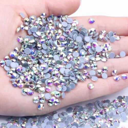 Crystal AB Hotfix Rhinestones For Nails 8 Big 8 Small 16 Faces Glue Backing Iron On Strass Diamonds DIY Bags Shoes Backpack