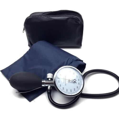 Dark Blue Medical Blood Pressure Monitor BP Cuff Arm Single Tubing Aneroid Sphygmomanometer with Guage Pressure Meter
