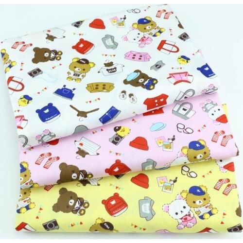 Fabric Meters Cartoon Bear Cotton Fabric for Baby Bedding Pillows Blanket DIY Sewing Material Patchwork Quilting Fabric