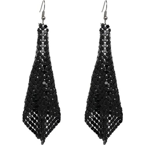 Women Fashion Square Sequins Tassel Dangle Drop Earrings Statement Jewelry Gift New