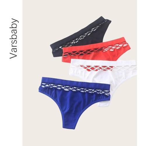 Varsbaby Hollow Out Lingerie Seamless Sexy Panties Women Elasticity Underwear Mid-waist G String Underpant