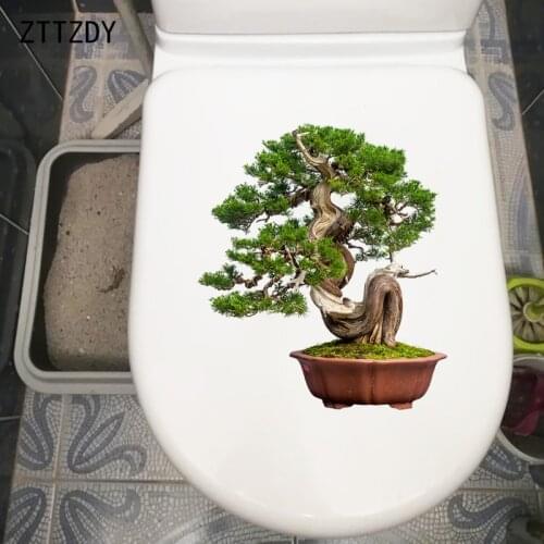 ZTTZDY 21.5×24.6CM Art Plant Potted Plants Classical WC Toilet Cover Decor Home Living Room Wall Stickers T6-0128