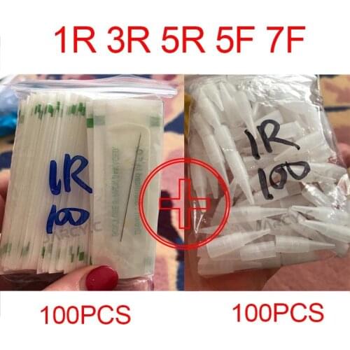 100pcs PMU Needles + Needle Tips Disposable Sterilized Microblading Tattoo needles Permanent Makeup Needles For Tattoo Machine