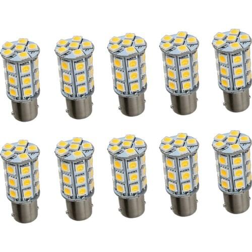 10X Warm White 27 SMD LED 1156 1141 1003 RV Camper Trailer Interior Light Bulbs
