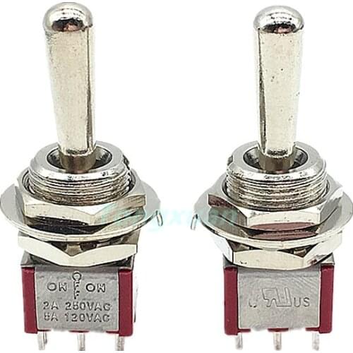 2pcs 12mm DPDT 6Pin 2/3Position ON OFF ON/ON ON Maintained Mini Toggle Switch Large Long Handle 3A 250VAC/5A 125VAC