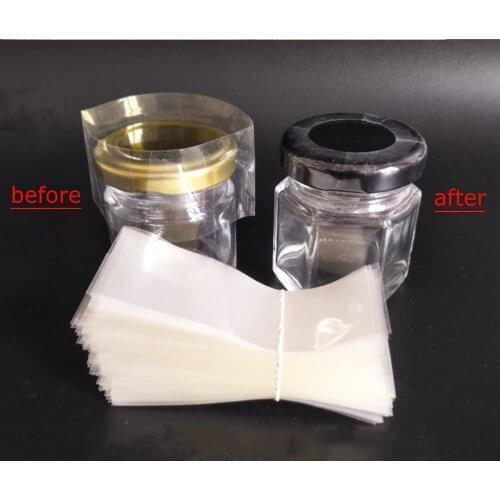 2020 New 200pcs Pvc Transparent Heat Shrink Bands For Glass Bottles Caps, Jar Mouth Sealing Film Cap (Band Diameter * Height)