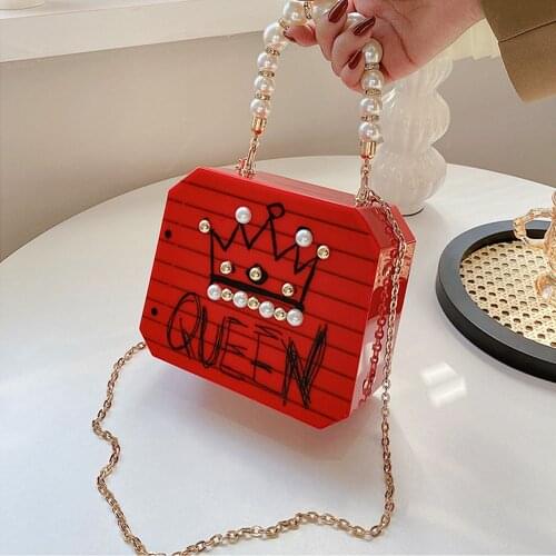 2021 Bags Fashion Versatile Luxury Designer Handbags Pearl Chain Top Handle Bag Letter Decoration Casual Fashion PU Material