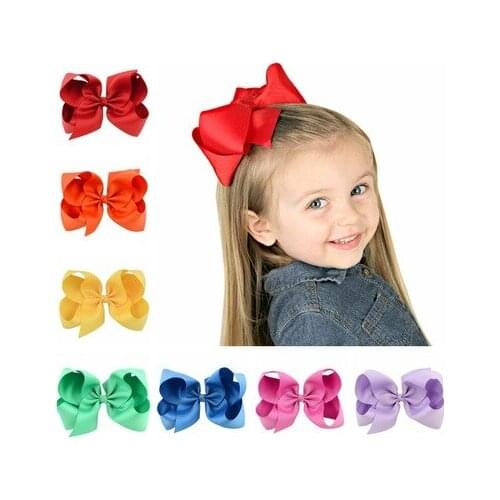 50pcs 6"Grosgrain Ribbon headwear Boutique Large Solid hair bows With alligator Clip Hairpins Kids Girl Hair Accessories HD588