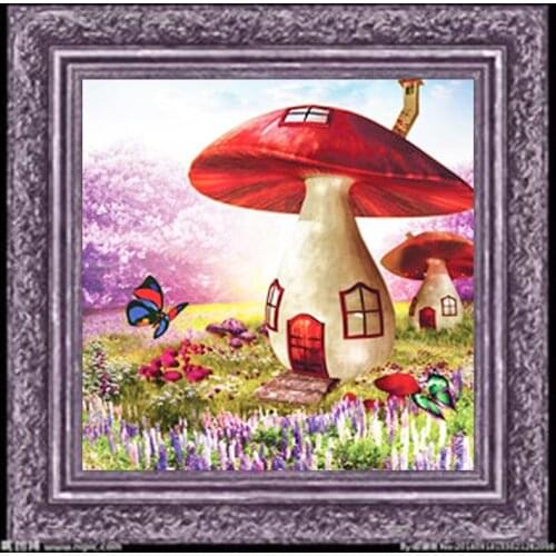 Diamond Embroidery Diy Diamond Painting Cross Stitch Kits Diamond Mosaic Mushroom house Full Square Diamond Embroidery CS076