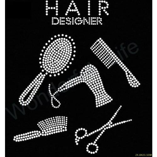 Free Shipping 20pcs/lot Hair Designer Stylist Hotfix Rhiestone Transfer design Rhinestone For Apron