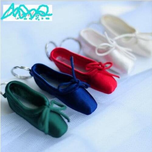 Free Shipping 7cm Black Pink Girls Satin Dance Shoes Key Ring Ballet Pointe Shoes