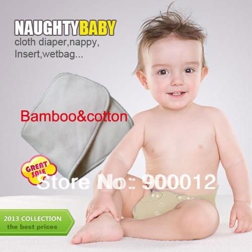 Free Shipping Bamboo cotton 300pcs 5 Layers (3+2) Bamboo Organic Cotton Baby Reusable Changing Pads Nappy Babies inserts