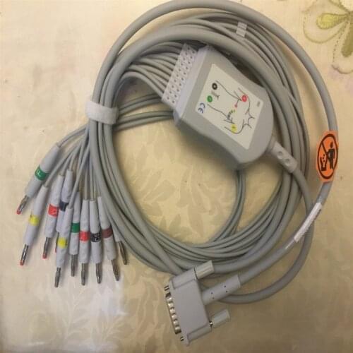 Free Shipping Compatible For Bionet Cardiocare 2000/CardioTouch3000 one piece 10leads ECG cable with leadwire 4.0 Banana End IEC