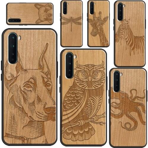 Butterfly Dog Shark Animal Wood Case For Realme 7 6 Pro X2 X7 X50 XT C3 OPPO A9 2020 Reno4 Pro OnePlus 8 7 Pro 7T Nord