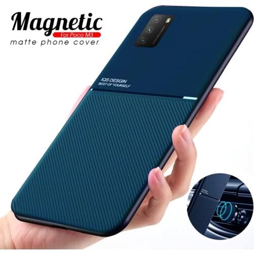 Matte Leather Case For Poco M3 Cases For Xiaomi MI Poco M3 PocoM3 PocoPhone M 3 Magnet Car Holder Phone Cover Coque