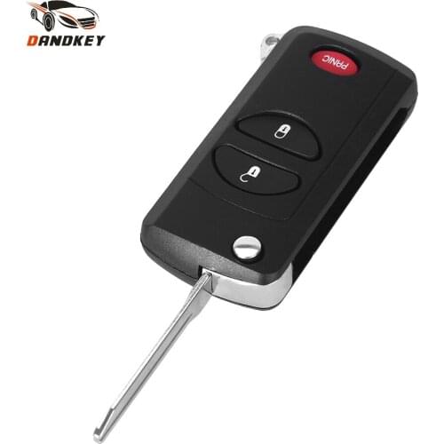 Dandkey 2+1 3 Buttons Flip Folding Remote Key Shell Case For Chrysler Dodge Jeep Panic PT Cruiser Town & Country Voyager Prowler