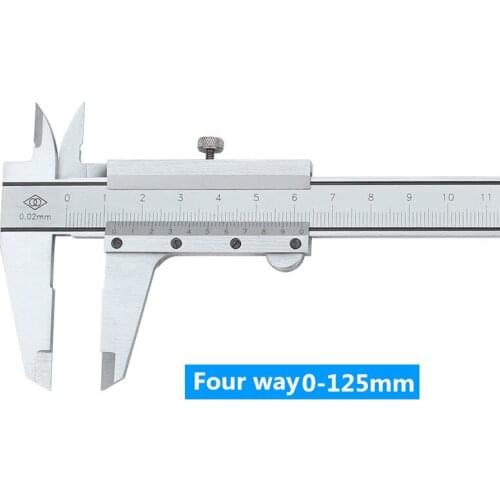 Vernier Calipe Four Way 0.02mm 0-125mm Cursor Caliper Oil Marking Card Stainless Steel Scale Vernier Caliper Measuring Tools