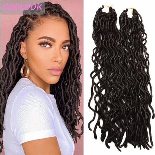 Gypsy Faux Locs Crochet Hair Dreadlocks Goddess Curly Locs Braid Hair 18 Inches Wavy Pre Loop Synthetic Braiding Hair Extensions