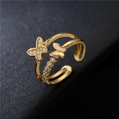 CZ Wedding Rings For Women Girl Unique Design Butterfly Open Ring Party Jewelry Female Accessories Gift For Lover