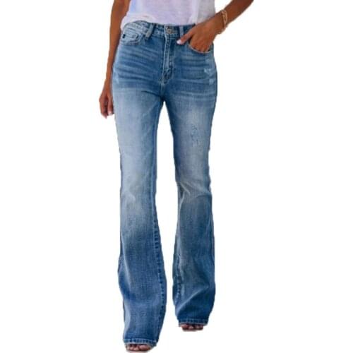 Vintage High Waisted Jeans Women Fashion Stretch Skinny Bell Bottom Jeans Woman Casual Slim Blue Flare Pants Femme Jean