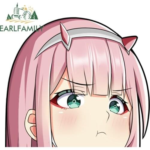 EARLFAMILY 13cm x 11.7cm for Darling In The Franxx Zero Two Vinyl Car Stickers Occlusion Scratch Personality Motorcycle Decal
