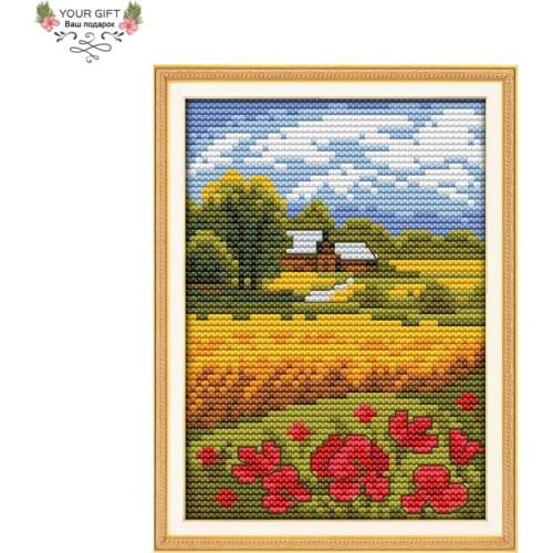 Your Gift F577 14CT 11CT Counted and Stamped Home Decor Beautiful Field Needlework Needlepoint Embroidery DIY Cross Stitch kits