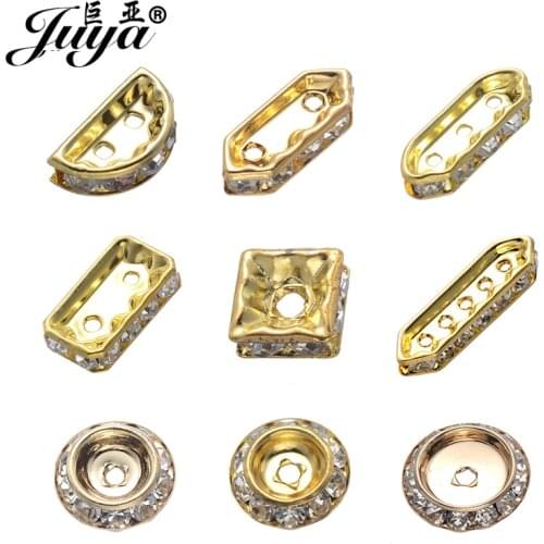 JUYA 50PCS Spacer Beads Jewelry Making Supplies Rhinestone Bead Charms for Pendant Bracelet jewellery Findings Craft Accessories
