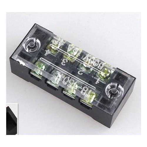 600V 15A TB-1504 Panel Mount Fixed Barrier 4 Position Terminal Block Connector