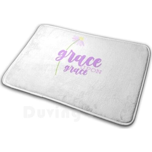 " Grace Upon Grace " With Daisy Mat Rug Carpet Anti-Slip Floor Mats Bedroom Grace Bible Bible Verse Christian Daisy Flower