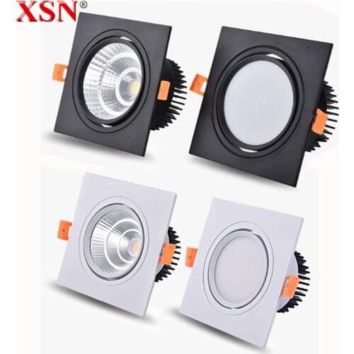 Square Dimmable Recessed COB LED Downlights 7W 9W 12W 15W 18W LED Ceiling Spot Lights AC85-265V Warm Cold White Indoor Lighting