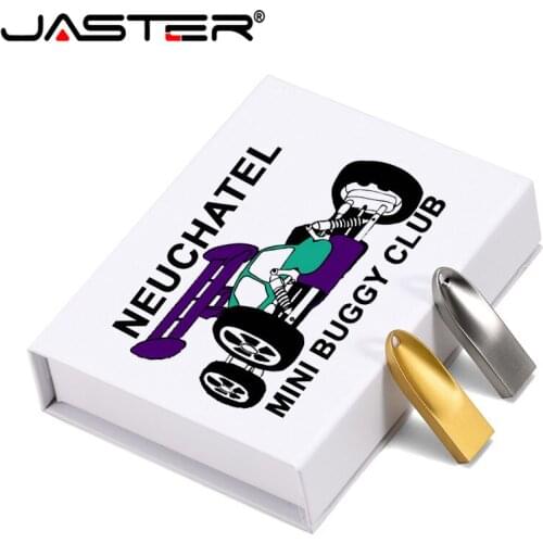 JASTER Hot Selling USB2.0 Mini Metal Pen Drive With Paper Box 64GB Memory Stick New Flash Drive 4G 8G 16G 32G Customizable LOGO