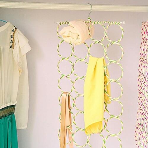 Fashion Multifunction 28 Hole Ring Rope Scarf Wraps Shawl Storage Holder Hook Hanger Clothes Tie Circle Organizer Decor Room