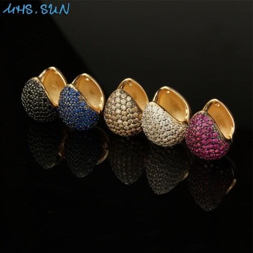 MHS.SUN South Amercian Style AAA Cubic Zircon Earrings Women Colors CZ Stones Hoop Earring Jewelry Brinco For Wedding Party Gift