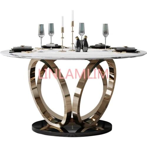 Stainless steel Dining Room table Set gold Home Furniture minimalist modern marble dining table mesa de jantar muebles comedor