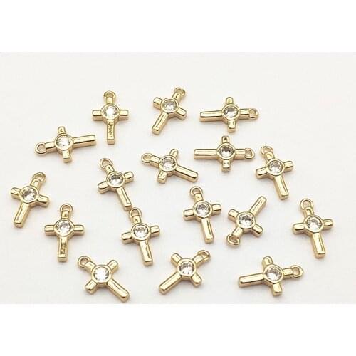 New Arrival!13x8mm 100pcs Copper/Cubic Zirconia cross Charm for Handmade Necklace/Earring DIY Parts,Jewelry Accessories Findings