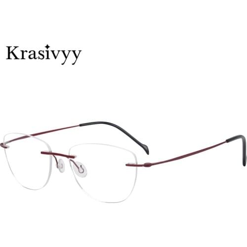 Krasivyy BRAND Rimless Glasses Frame Women Ultralight Pure Titanium Screwless Myopia Prescription Eyewear Frameless Eyeglasses
