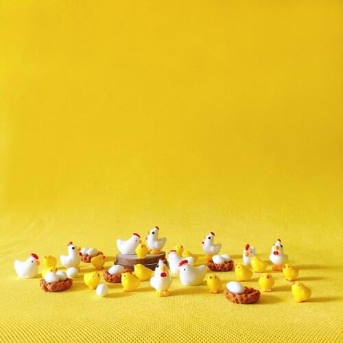 Wholesale~18pcs/24 Pcs/cock hen chicks/animals//miniatures/cute/ fairy garden/gnome/moss terrarium decor/crafts/bonsai/c128