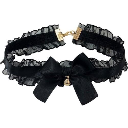 1pc Fashion Choker Necklace Cosplay Bowknot Choker Collar Necklace Costume Choker With Bell Jewelry Accessories