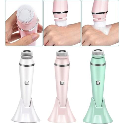 Facial Cleansing Brush Face Spin Brush with 4 Brush Heads Water-Resistant for Deep Cleansing Gentle Exfoliating