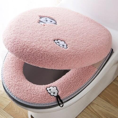 Toilet Seat Mat Set Bathroom Universal 2pcs/set Cushion+lid Cover Warm Soft Washable Closestool Seat Case Winter Pad Bidet Mats