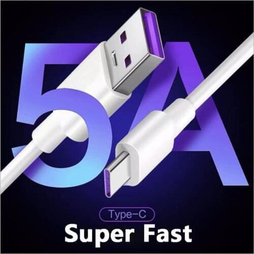 Super Fast Charge 5A USB Type C Cable For Samsung Xiaomi Huawei P30 P40 P50 Mate 40 Mobile Phone Charging Wire White Cable