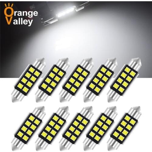 10Pcs c5w led CANBUS 31 36 39 41 mm Festoon C10W led bulb 2835 8 SMD 12V reading lamp car Interior Light White Error Free