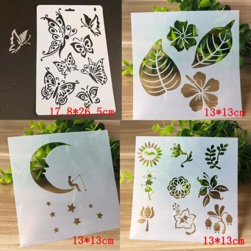 4pcs/set Stencil Blossom Leaf DIY Drawing Stencils Templates Painting Art Craft Scrapbooking Cards Album Stencils Bullet Journal
