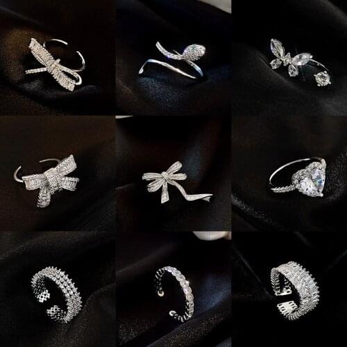 New Trend Geometric Adjustable Silver Opening Metal Rings For Women Korean Fashion Charm Lady Round Rings Party Classic Jewelry