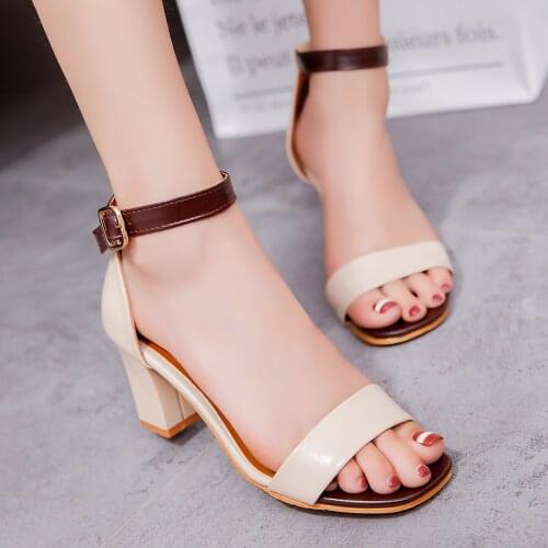 Sandalias Mujer 2021 Fashion Open Toe Women Sandals Summer High Heels Women Shoes Thick Heels Sandalias De Las Mujeres