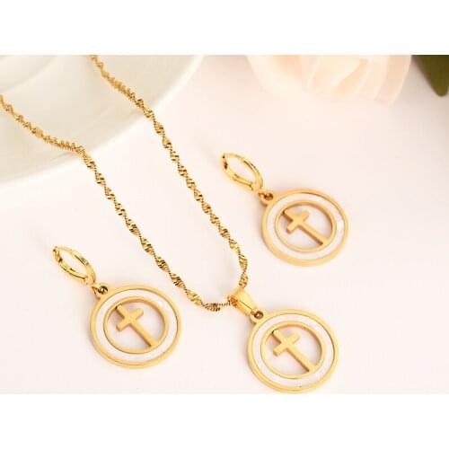 Stainless steeldiamond cz diamond dangle Earrings Necklace Jewelry Sets for Women Girls wedding bridal Jewelry accessories gift