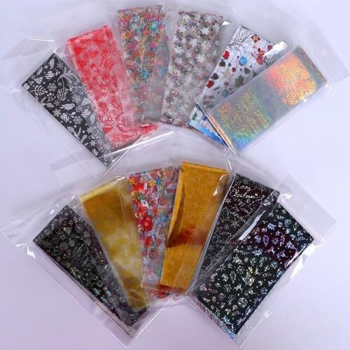 10pcs/Set Christmas Nails Art Transfer Foil White Snowflake Mixed Winter Designs Stickers Foil Decor Accessory 4*20cm