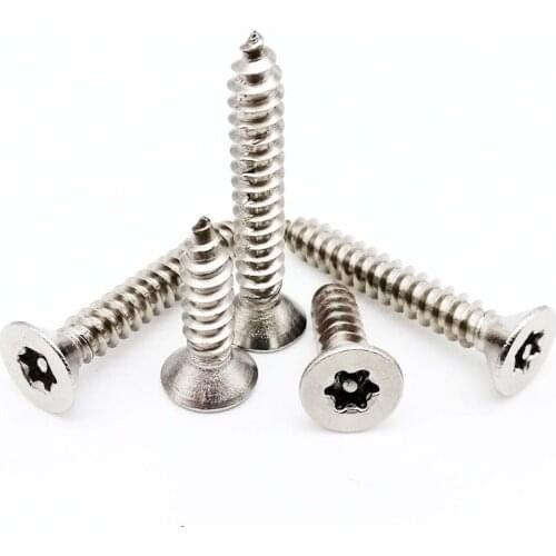 10X M2.9 M3.5 M4 M5 304 A2 Stainless Steel Pin Six Lobe Torx Flat Countersunk Head Tamper Proof Security Self Tapping Wood Screw