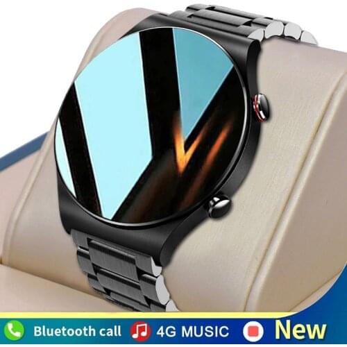 2021 Steel Band Smart Watch Men Full Touch Screen Sports Fitness Watch Luxury Bluetooth Call For Android iOS Smartwatch Mens+Box